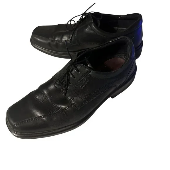 Ecco | Shoes | Ecco Black Square Toe Leather Mens Oxfords 